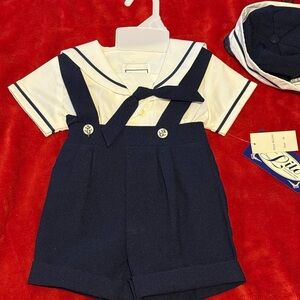 Navy and White Sailor Outfit w/ Hat